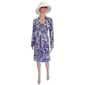 EXPRESS White Black Gray Animal Print Long Sleeves Wrap Dress Size 5/6